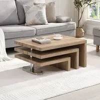 Rotating Coffee Table with 3 Tops - Sanremo Oak