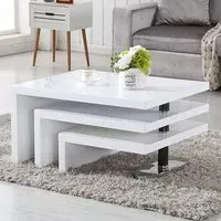 Rotating Coffee Table with 3 Tops - White, High Gloss