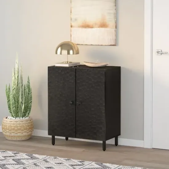 Rother Storage Cabinet with 2 Doors - Black, Mango Wood image