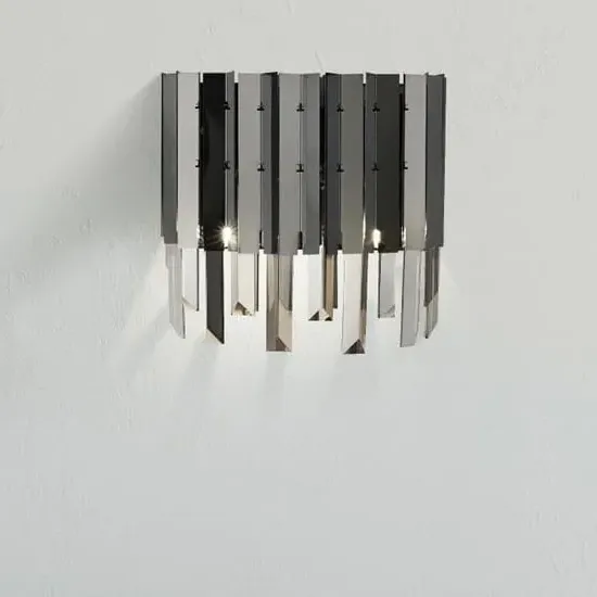 Rotunda 2 Lights Smoked Crystal Wall Light - Chrome