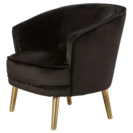 Round Armchair - Black, Velvet