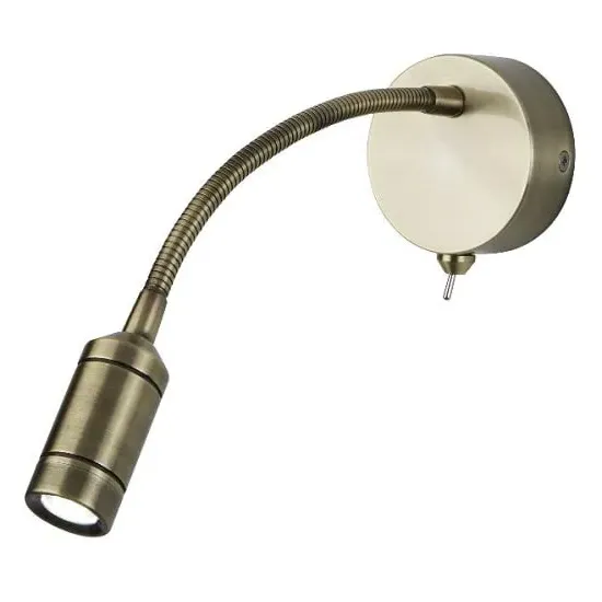 Round Base Flexi Arm LED Wall Light - Antique Brass