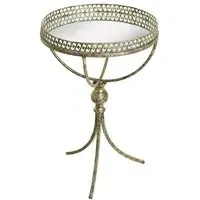 Round End Table with Serving Tray - Mirror, Metal