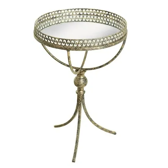 Round End Table with Serving Tray - Mirror, Metal image
