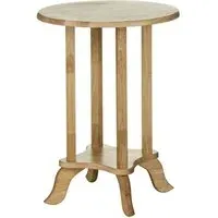 Round Telephone Table with Shelf - Natural, Rubber Wood