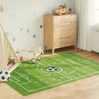 Roxboro Washable Anti-Slip Football Field Rug - Green, Polyester