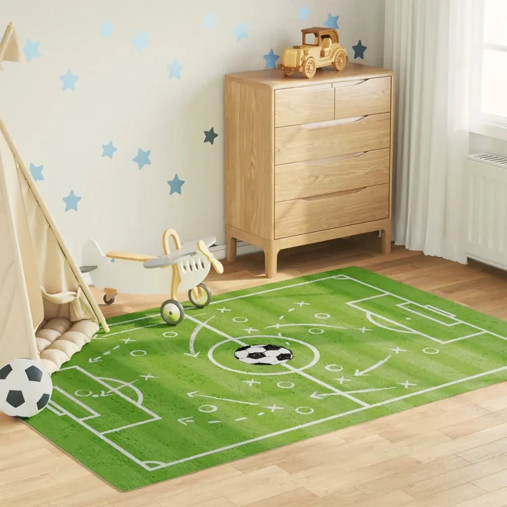 Roxboro Washable Anti-Slip Football Field Rug - Green, Polyester image