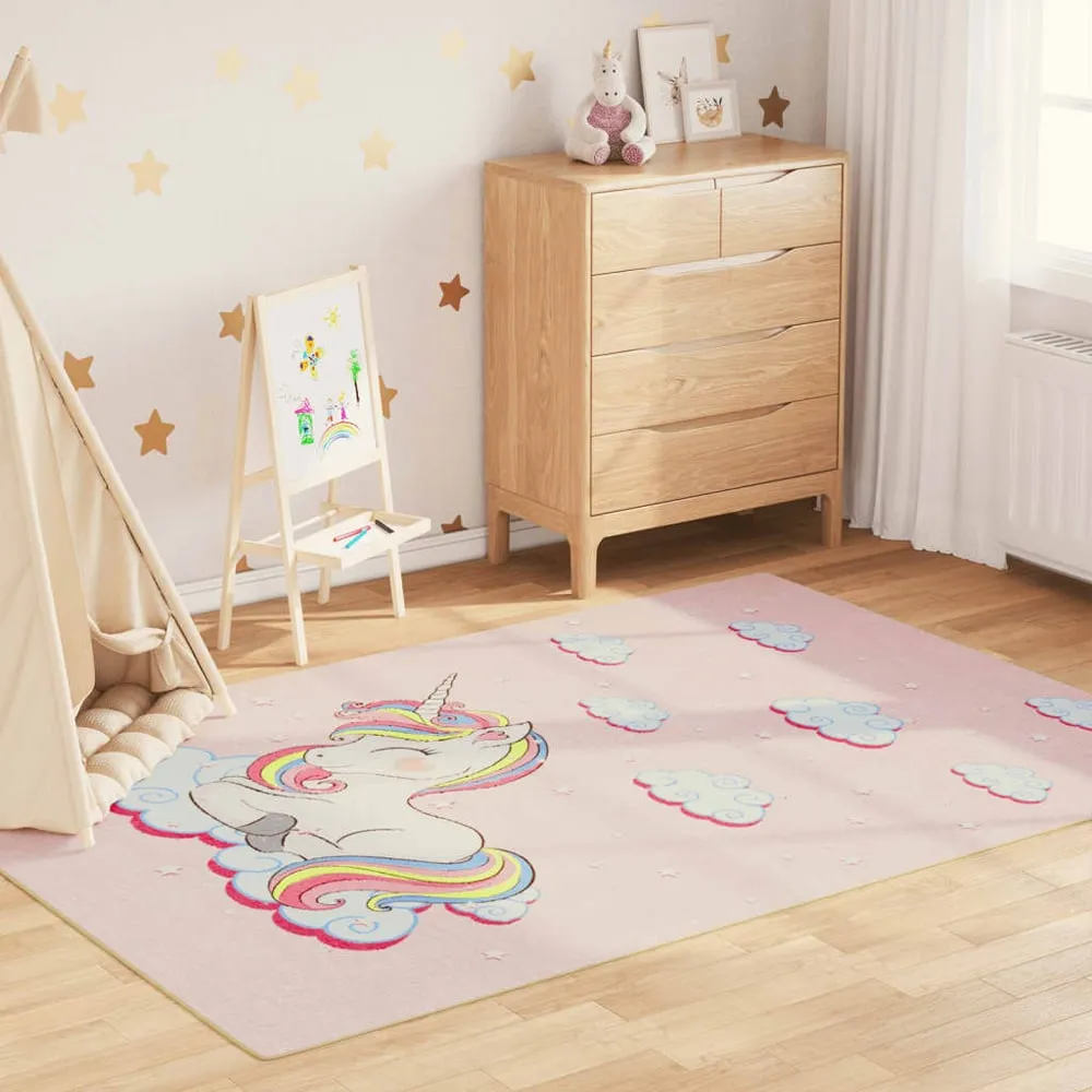 Roxboro Washable Anti-Slip Unicorn Field Rug - Pink, Polyester