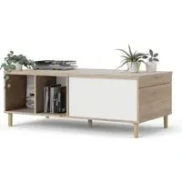 Roxo Coffee Table with Sliding Top - White, Oak