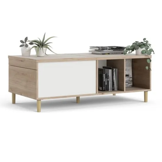 Roxo Coffee Table with Sliding Top - White, Oak image