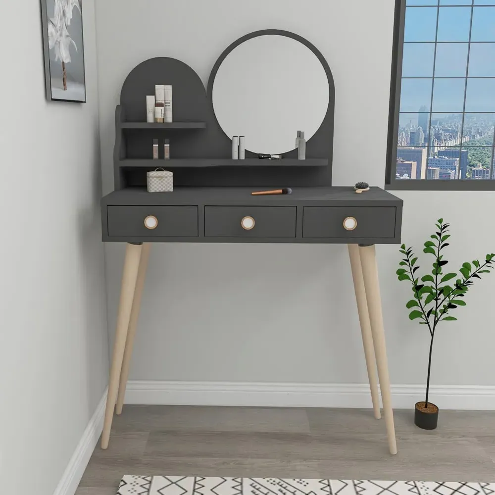 Roys Dressing Table with Mirror - Anthracite, Melamine product