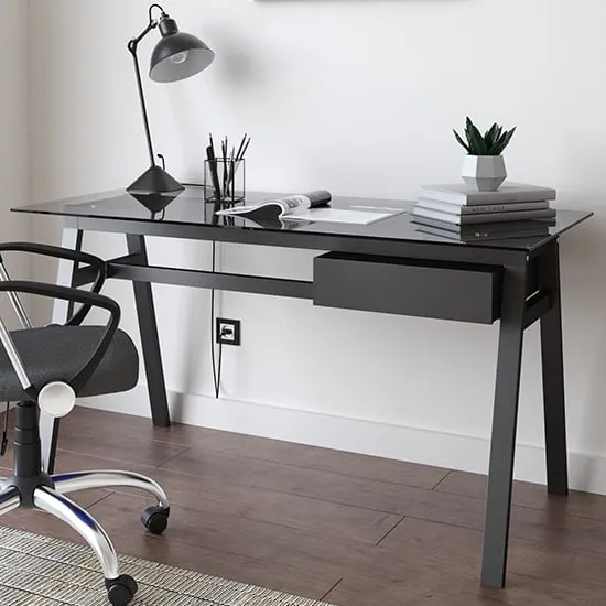 Rubery Glass Top Laptop Desk - Grey image