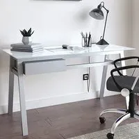 Rubery Glass Top Laptop Desk - White