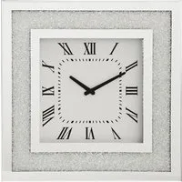Rubis Square Wall Clock - Silver, Mirrored Glass