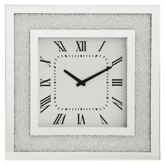 Rubis Square Wall Clock - Silver, Mirrored Glass image