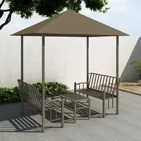 Ruby Garden Pavilion with Table and 2 Benches - Taupe