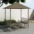 Ruby Garden Pavilion with Table and 2 Benches - Taupe