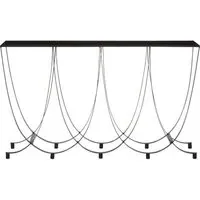 Ruchbah Console Table with Curved Base - Black, Glass
