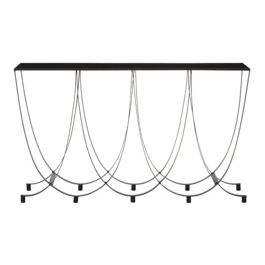 Ruchbah Console Table with Curved Base - Black, Glass