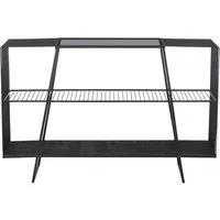 Ruchbah Glass Top Console Table - Grey, Metal