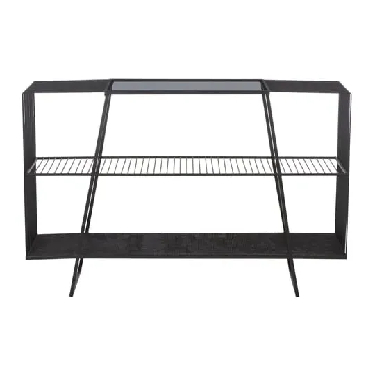 Ruchbah Glass Top Console Table - Grey, Metal