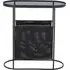 Ruchbah Glass Top Side Table with Storage - Grey, Metal