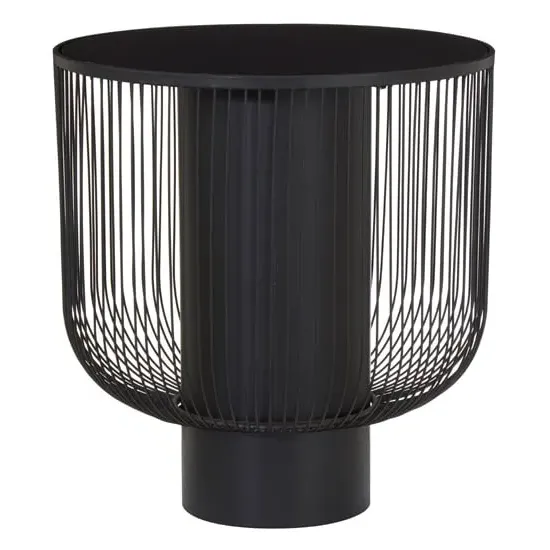 Ruchbah Round End Table with Metal Base - Black, Glass