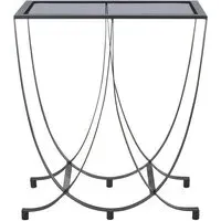 Ruchbah Side Table with Curved Base - Black, Glass