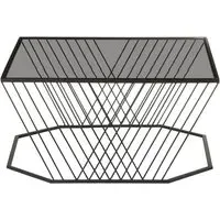 Ruchbah Square Glass Top Coffee Table - Grey, Metal