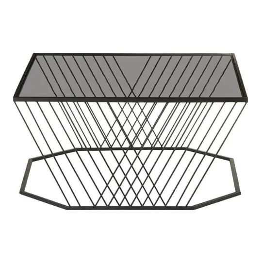 Ruchbah Square Glass Top Coffee Table - Grey, Metal