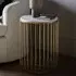 Rugby Marble Top Side Table - White, Gold Metal