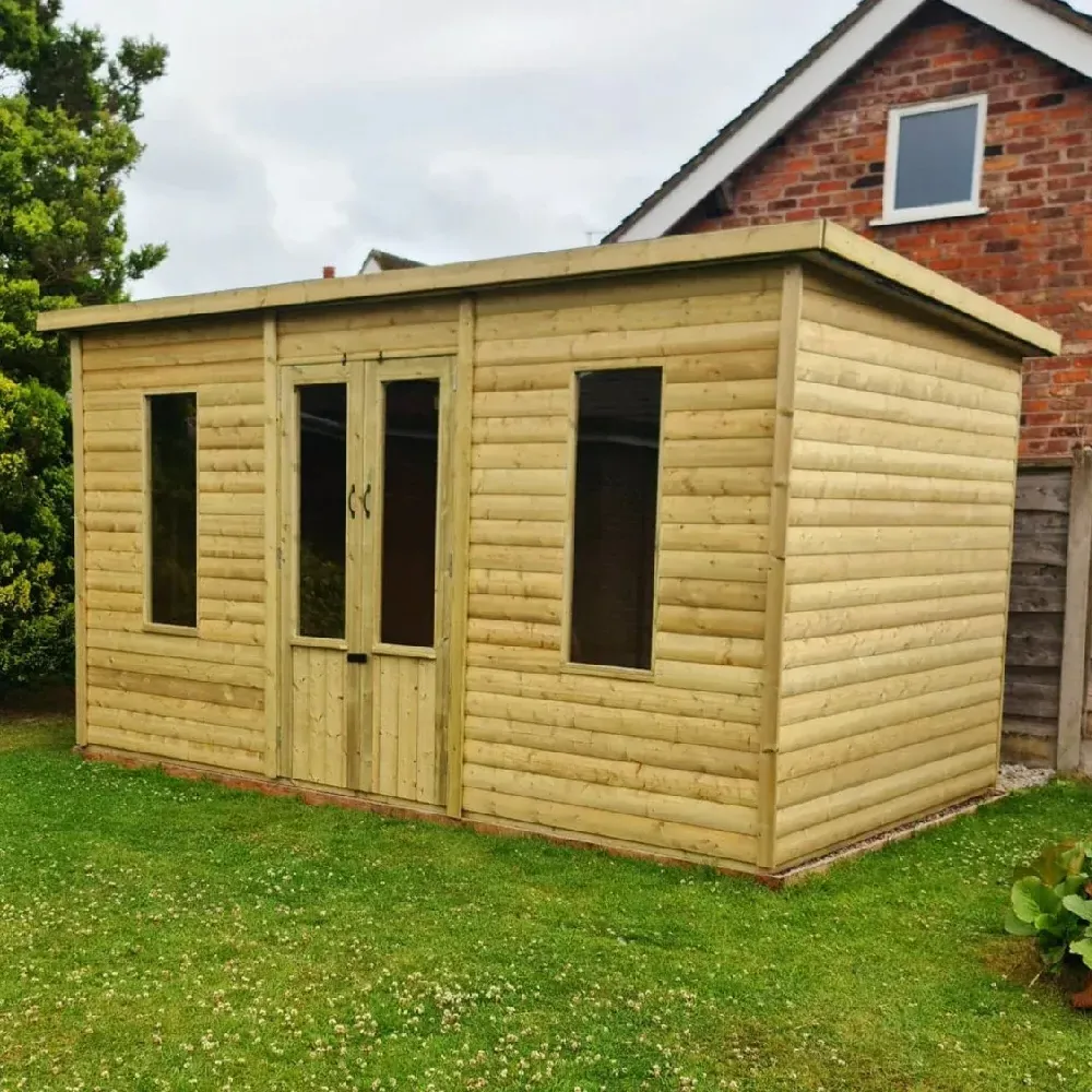 Ruidoso Small Garden Summerhouse with 2 Doors - Natural, Wood product