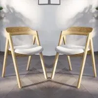 Rumbek Dining Chairs with Fabric Seat - Natural, Grey