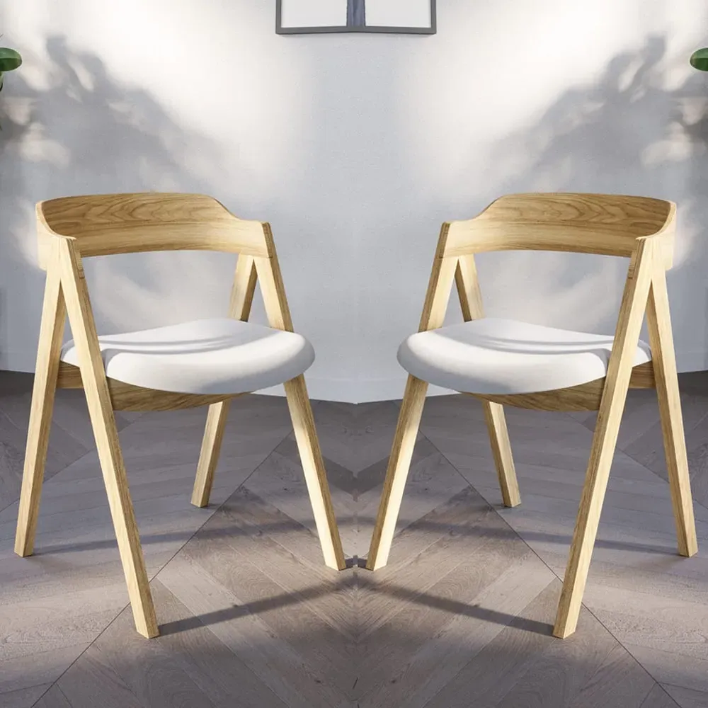 Rumbek Dining Chairs with Fabric Seat - Natural, Grey