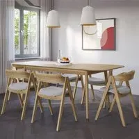 Rumbek Extendable Dining Table with 6 Chairs - Natural, Wood