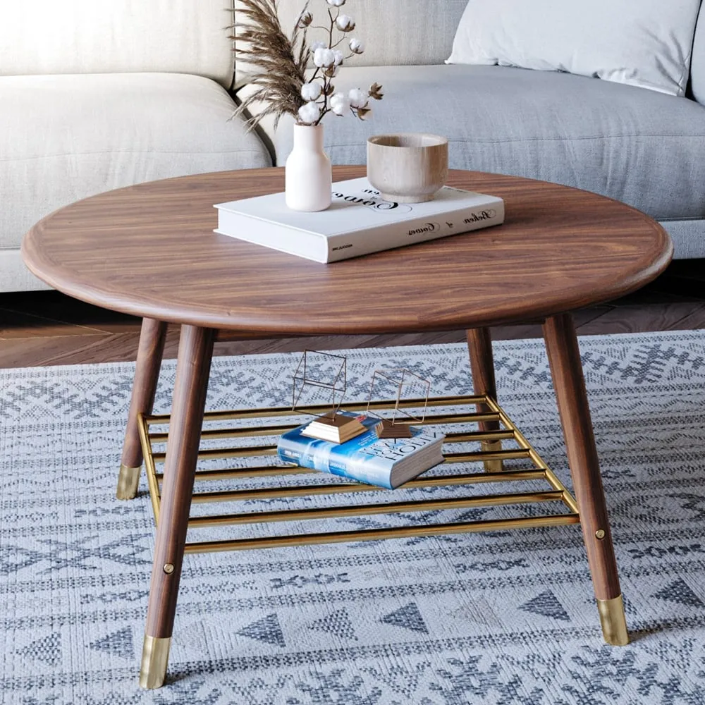 Rumbek Round Coffee Table - Walnut, Wood