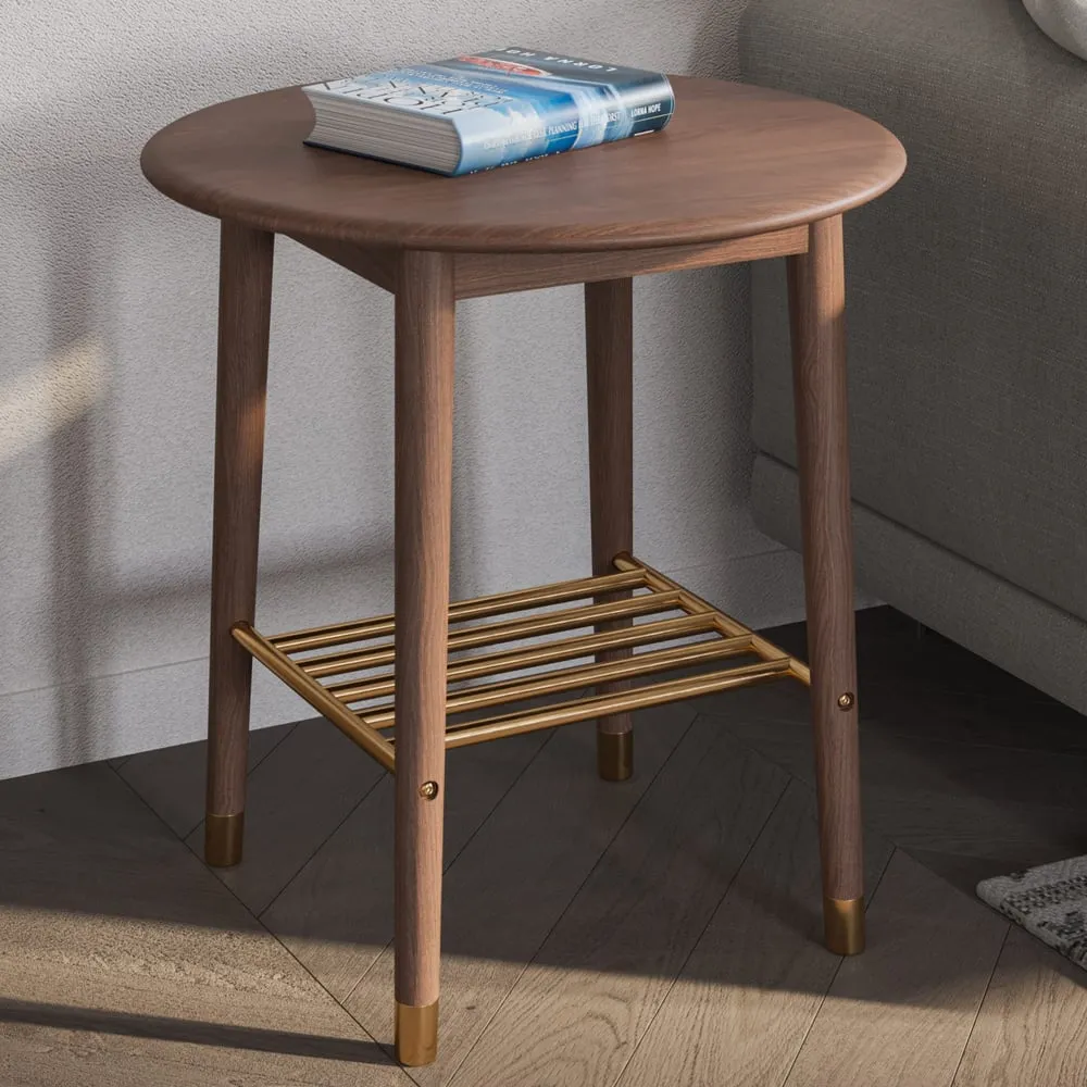 Rumbek Round Side Table - Walnut