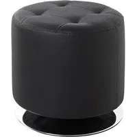 Runnells Adjustable Bar Stool with Footrest - Black, Leather