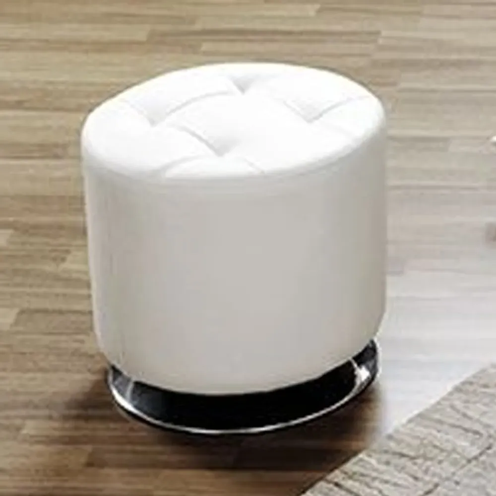 Runnells Adjustable Bar Stool with Footrest - White, Leather