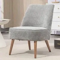 Rupert Fabric Bedroom Chair with Wooden Legs - Grey