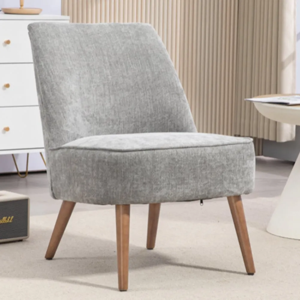 Rupert Fabric Bedroom Chair with Wooden Legs - Grey