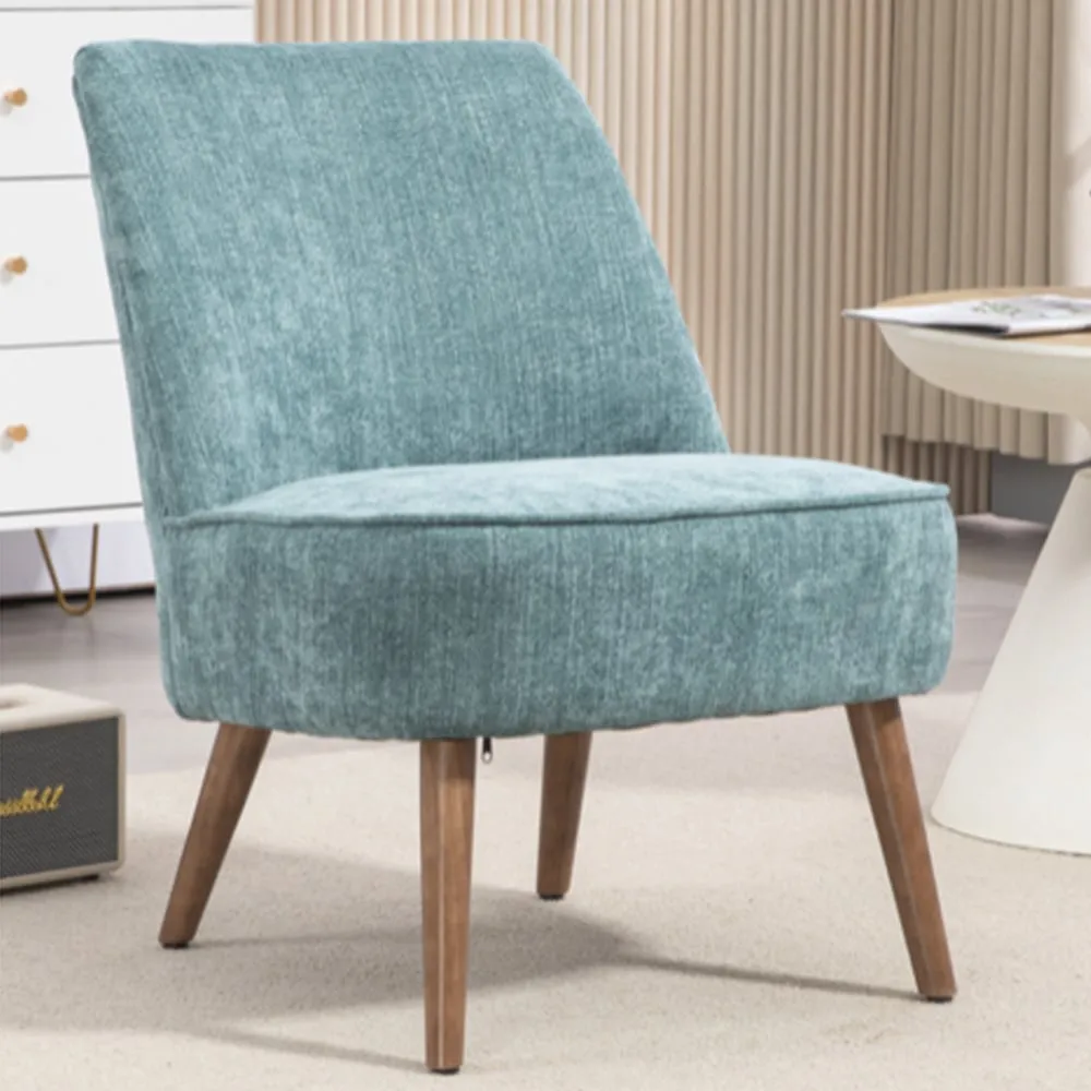 Rupert Fabric Bedroom Chair with Wooden Legs - Teal