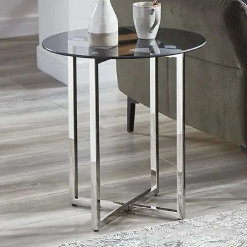 Ruston End Table - Grey, Glass image