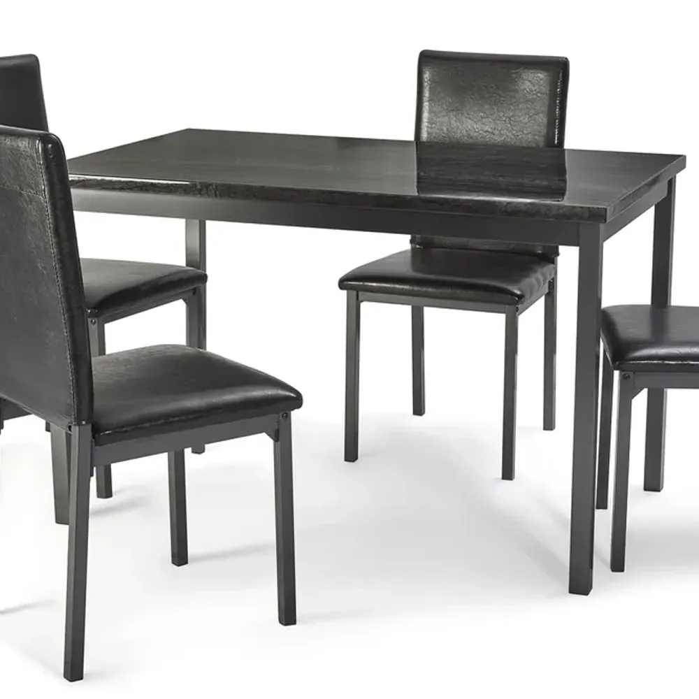 Ruston Large Gloss Dining Table - Charcoal Black, MDF