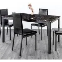 Ruston Large Gloss Dining Table - Wenge Marble Effect, MDF