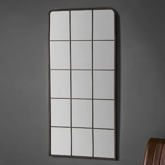 Rutherford Window Pane Wall Mirror - Black, Metal