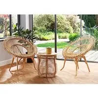 Rybnik Rattan Bistro Set with 2 Suzano Chairs - Natural
