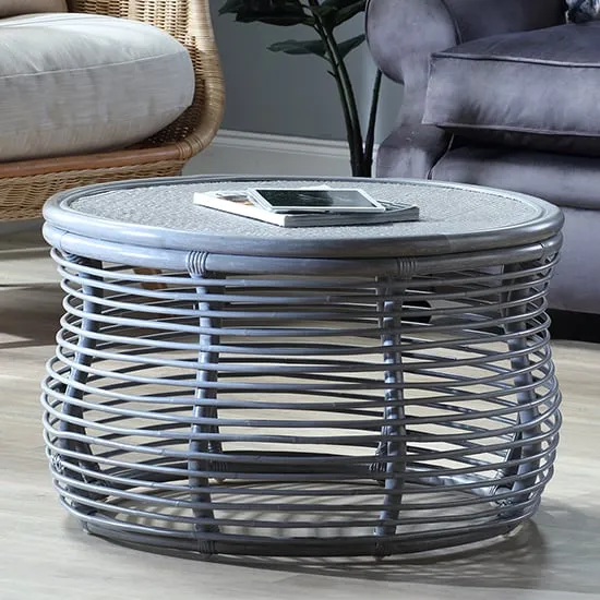 Rybnik Round Coffee Table - Grey, Rattan