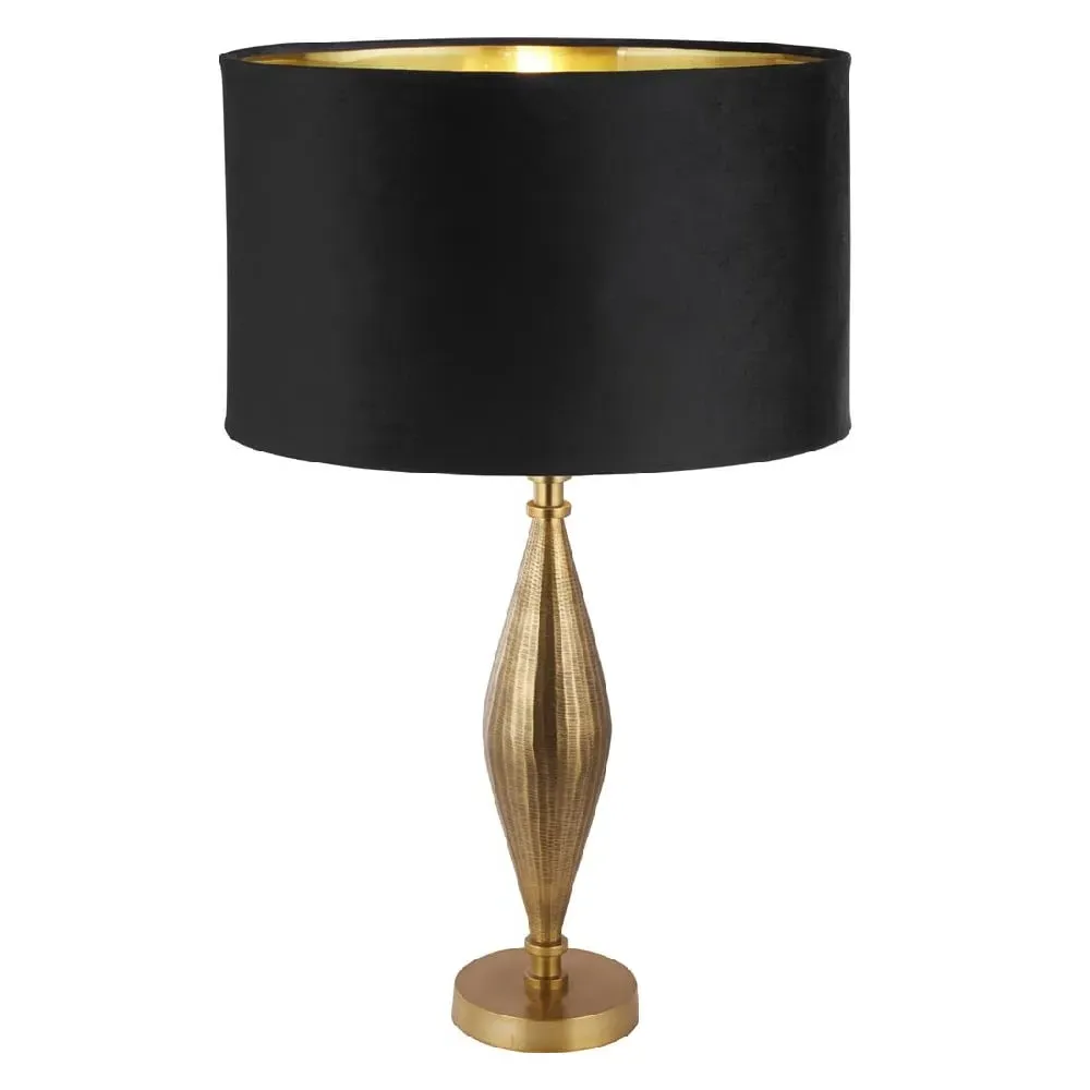 Rye Velvet Shade Table Lamp - Black, Antique Brass