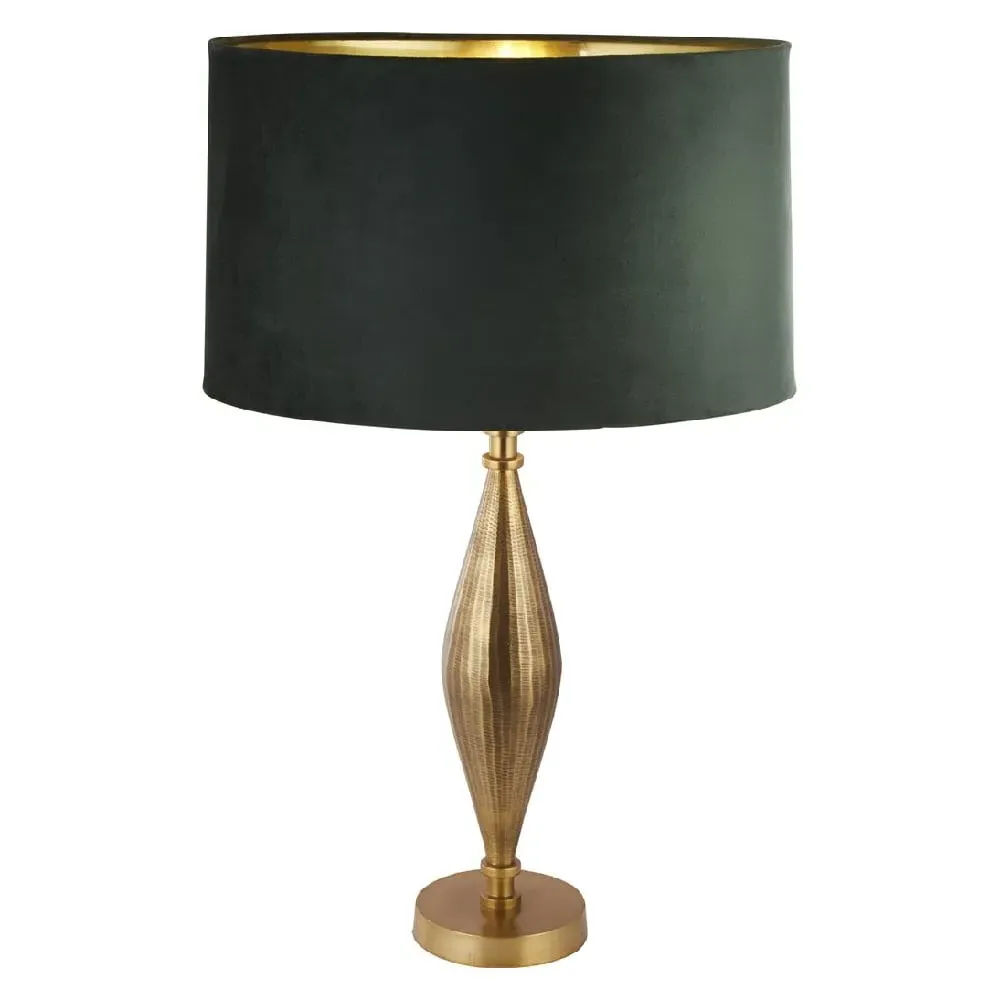 Rye Velvet Shade Table Lamp - Green, Antique Brass